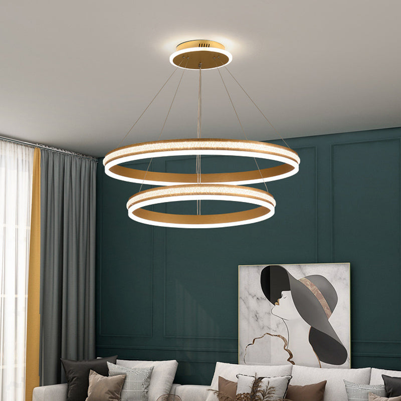 Modern Tiers LED Chandelier: Minimalist Acrylic Parlor Ring Suspension Light