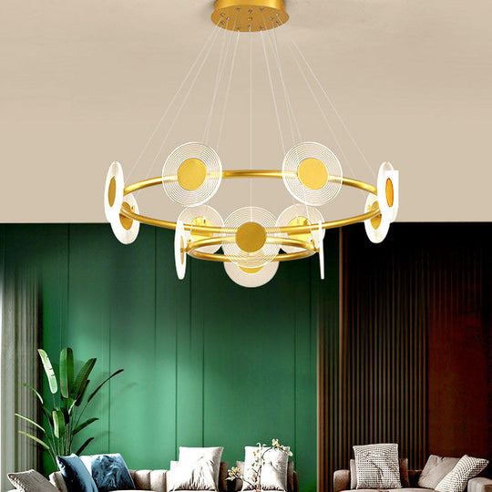 Minimalistic LED Circles Suspension Lamp: Acrylic Chandelier Pendant Light for Living Room