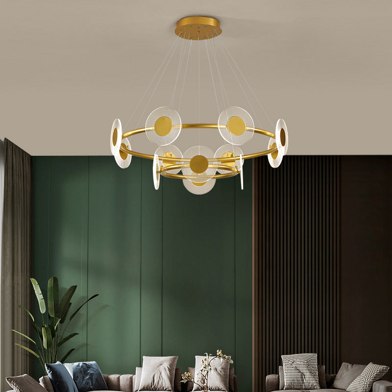 Minimalistic LED Circles Suspension Lamp: Acrylic Chandelier Pendant Light for Living Room