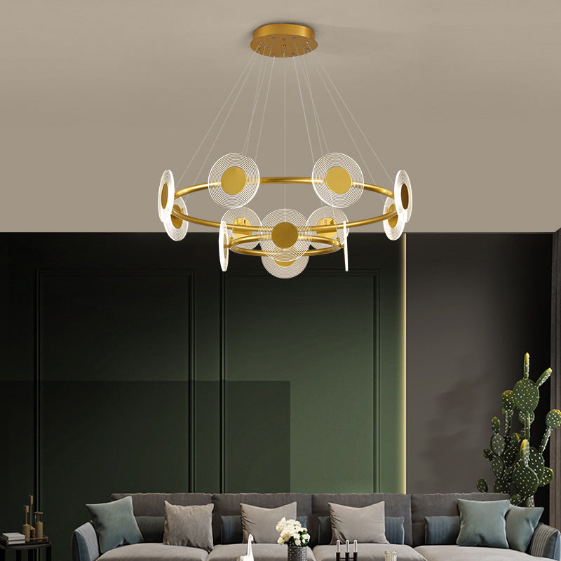 Minimalistic LED Circles Suspension Lamp: Acrylic Chandelier Pendant Light for Living Room