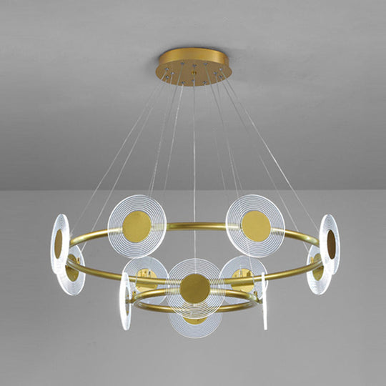 Minimalistic LED Circles Suspension Lamp: Acrylic Chandelier Pendant Light for Living Room