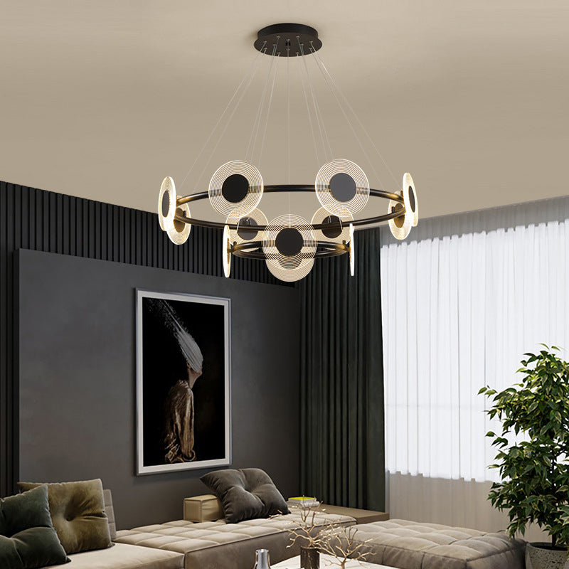Minimalistic LED Circles Suspension Lamp: Acrylic Chandelier Pendant Light for Living Room