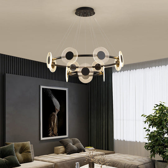 Minimalistic LED Circles Suspension Lamp: Acrylic Chandelier Pendant Light for Living Room