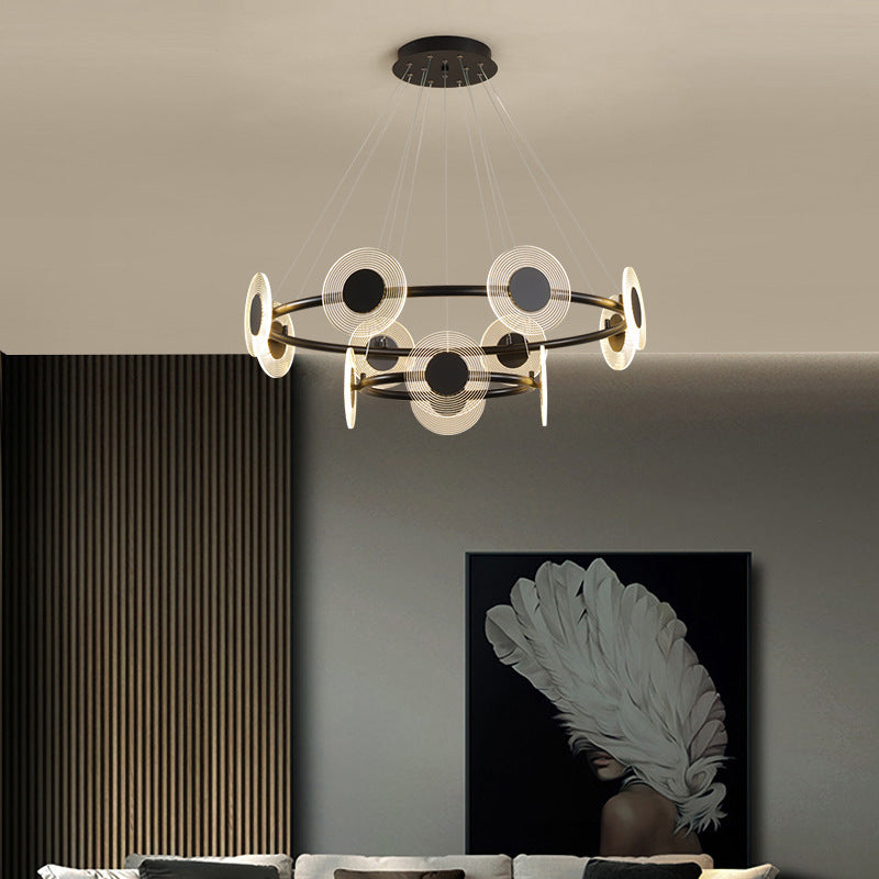 Minimalistic LED Circles Suspension Lamp: Acrylic Chandelier Pendant Light for Living Room
