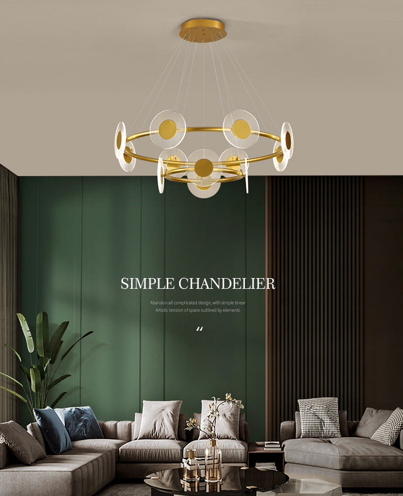 Minimalistic LED Circles Suspension Lamp: Acrylic Chandelier Pendant Light for Living Room