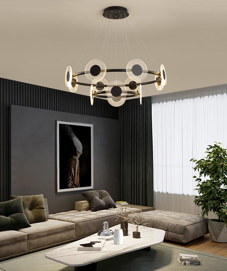 Minimalistic LED Circles Suspension Lamp: Acrylic Chandelier Pendant Light for Living Room