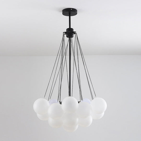 Frosted White Glass Bubbles Chandelier for Stylish Nordic Living Room