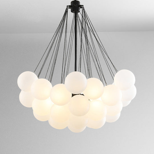 Frosted White Glass Bubbles Chandelier for Stylish Nordic Living Room