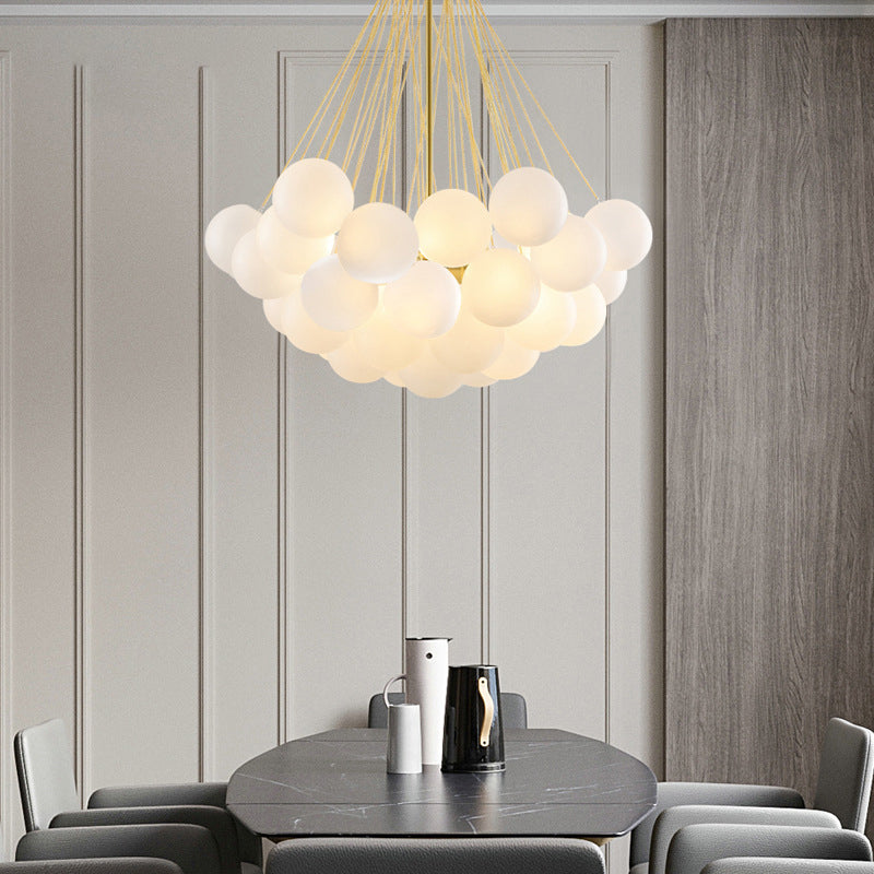 Frosted White Glass Bubbles Chandelier for Stylish Nordic Living Room