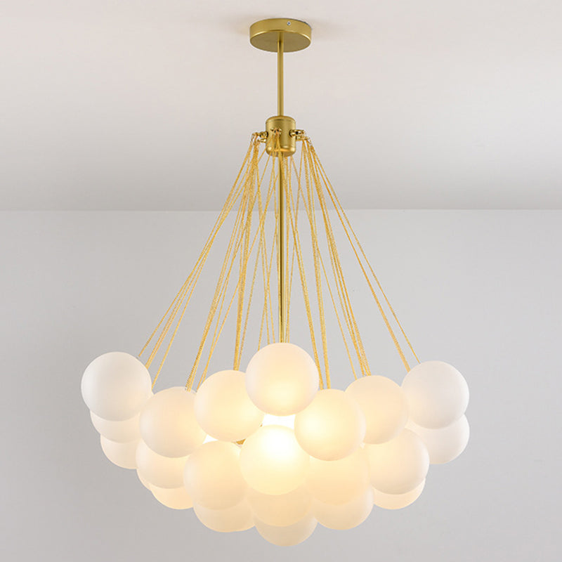 Frosted White Glass Bubbles Chandelier for Stylish Nordic Living Room