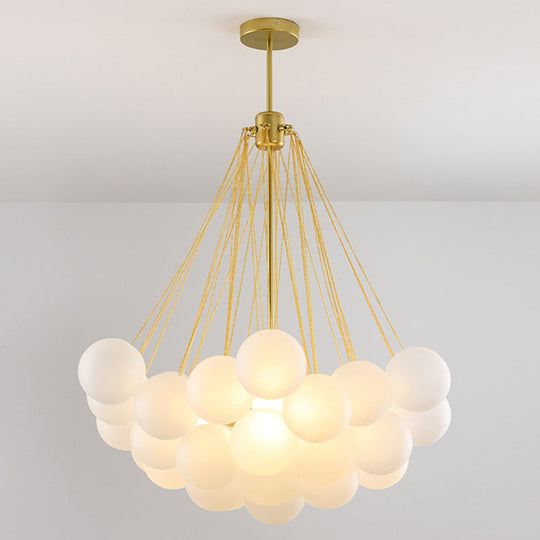 Frosted White Glass Bubbles Chandelier for Stylish Nordic Living Room