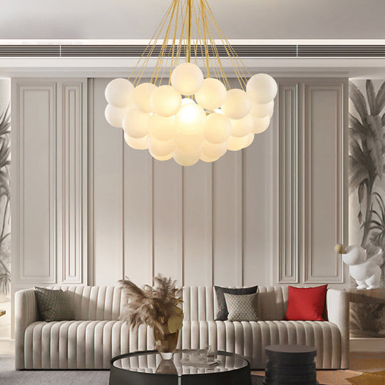 Frosted White Glass Bubbles Chandelier for Stylish Nordic Living Room