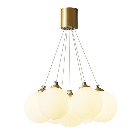 Gold Glass Bedroom Chandelier with Simplicity White Balloon Hanging Pendant Light