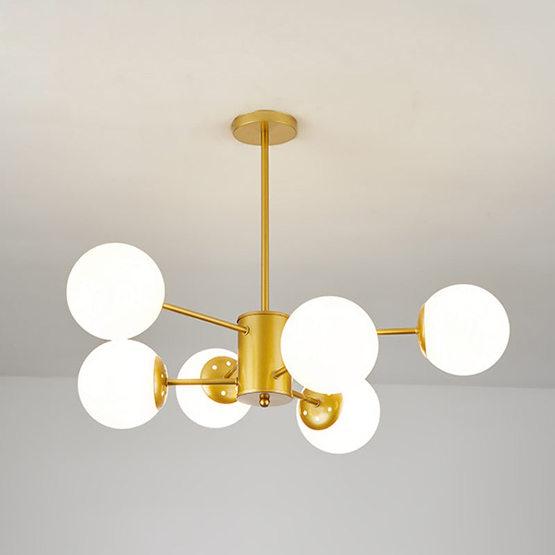 Opal Glass Living Room Ceiling Chandelier: Modern Minimalistic Suspension Lamp