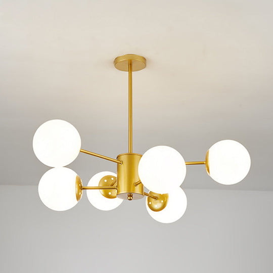 Opal Glass Living Room Ceiling Chandelier: Modern Minimalistic Suspension Lamp