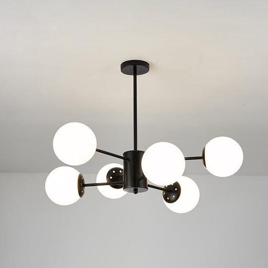 Opal Glass Living Room Ceiling Chandelier: Modern Minimalistic Suspension Lamp
