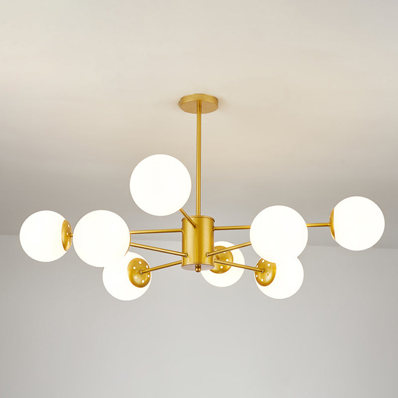 Opal Glass Living Room Ceiling Chandelier: Modern Minimalistic Suspension Lamp