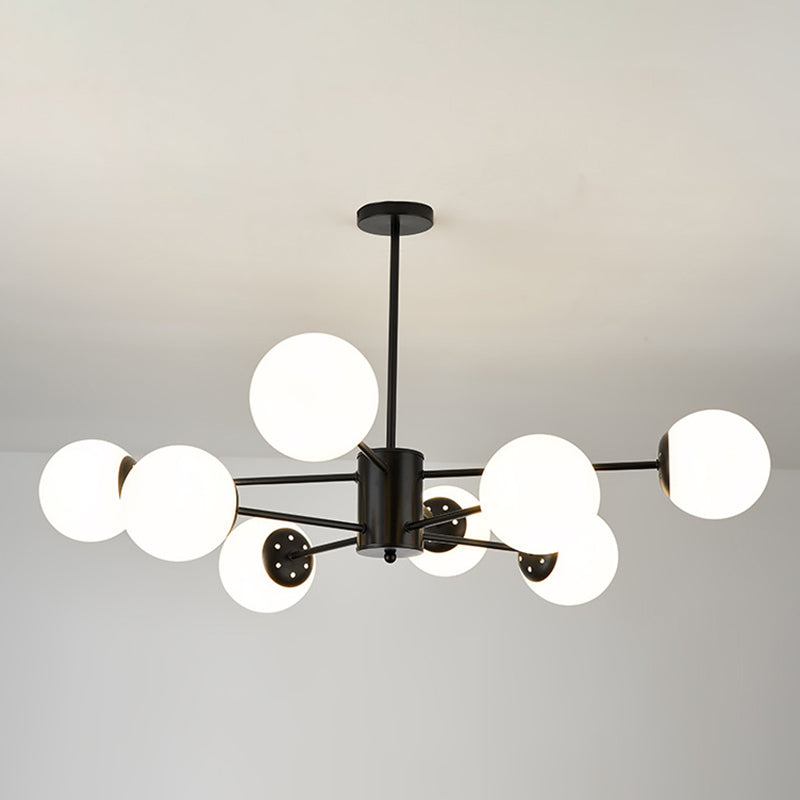 Opal Glass Living Room Ceiling Chandelier: Modern Minimalistic Suspension Lamp