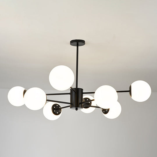 Opal Glass Living Room Ceiling Chandelier: Modern Minimalistic Suspension Lamp
