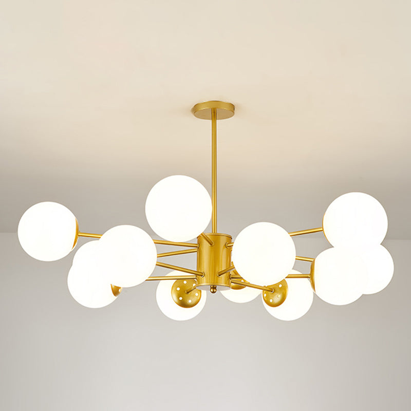 Opal Glass Living Room Ceiling Chandelier: Modern Minimalistic Suspension Lamp