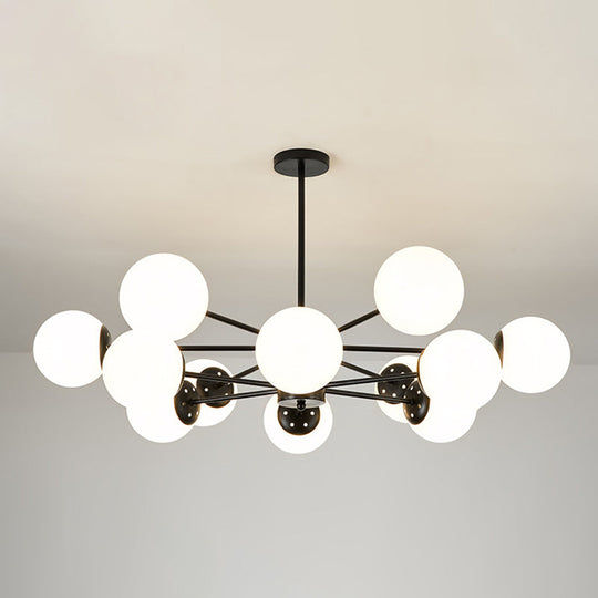Opal Glass Living Room Ceiling Chandelier: Modern Minimalistic Suspension Lamp
