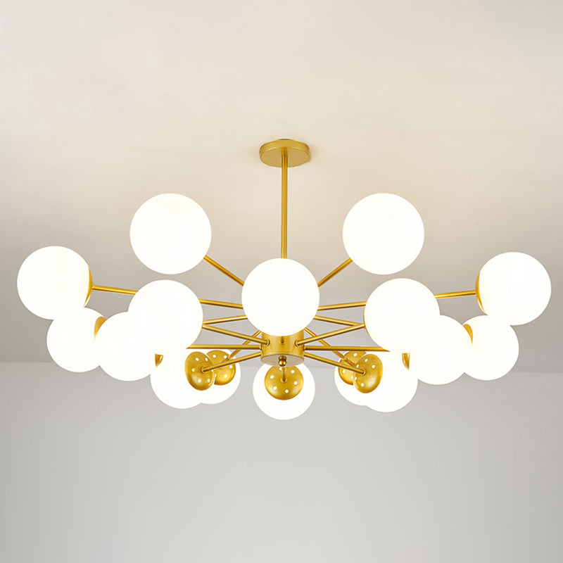 Opal Glass Living Room Ceiling Chandelier: Modern Minimalistic Suspension Lamp