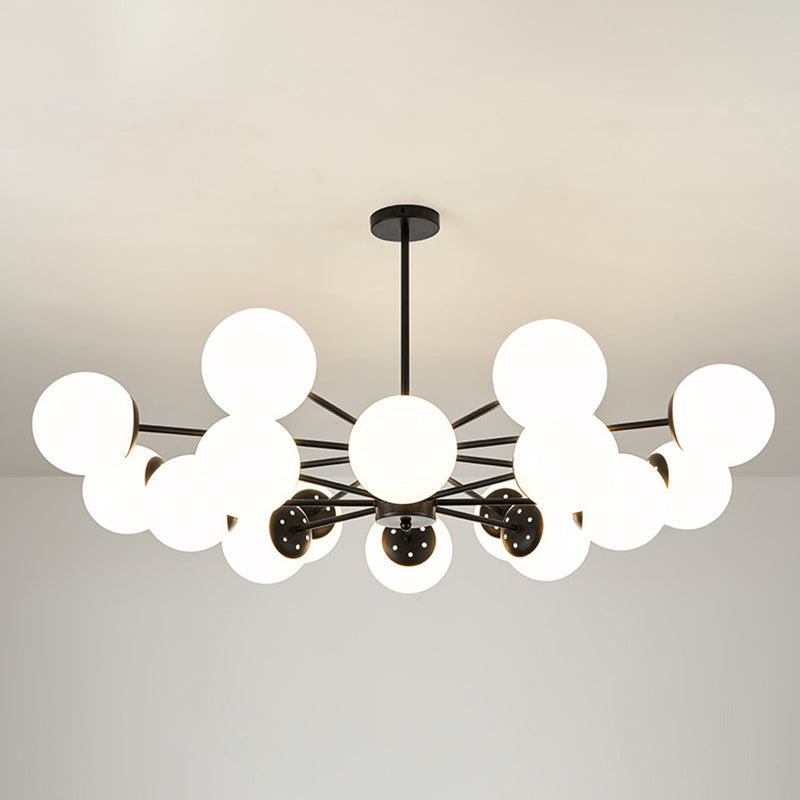 Opal Glass Living Room Ceiling Chandelier: Modern Minimalistic Suspension Lamp