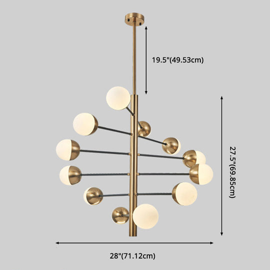 Opal Glass Pendant Chandelier - Elegant Gold Vertical Hanging Light for Dining Room