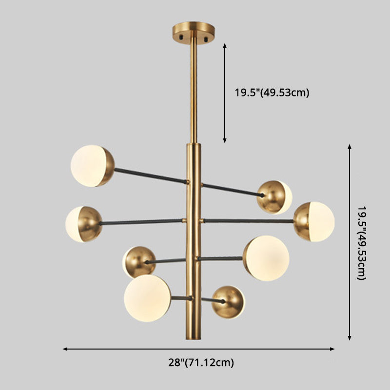 Opal Glass Pendant Chandelier - Elegant Gold Vertical Hanging Light for Dining Room