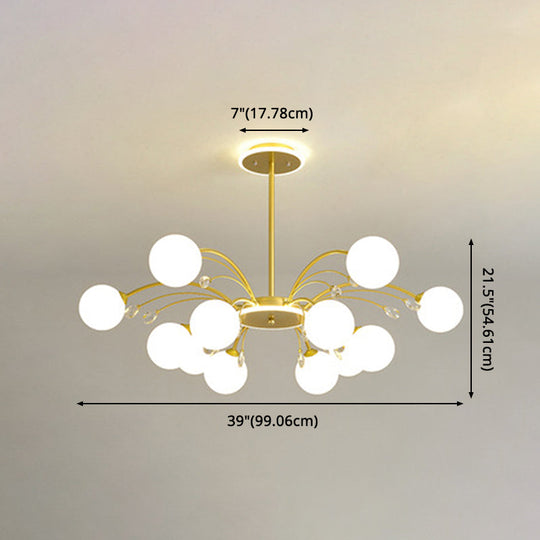 Modern MODO Chandelier with Opal Frosted Glass | Ceiling Hang Light for Sitting Room