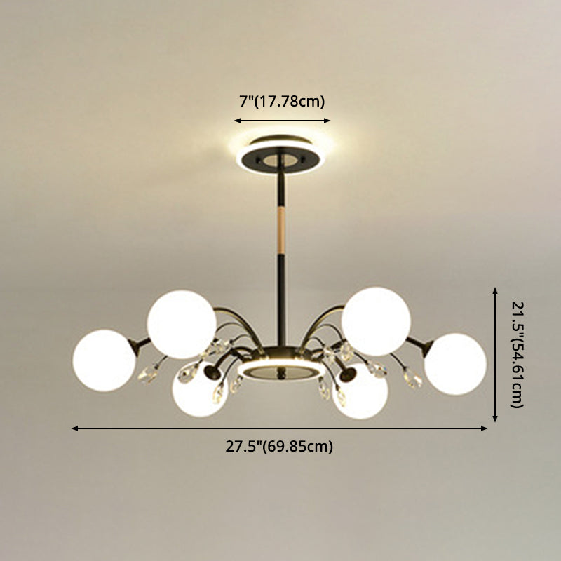 Modern MODO Chandelier with Opal Frosted Glass | Ceiling Hang Light for Sitting Room