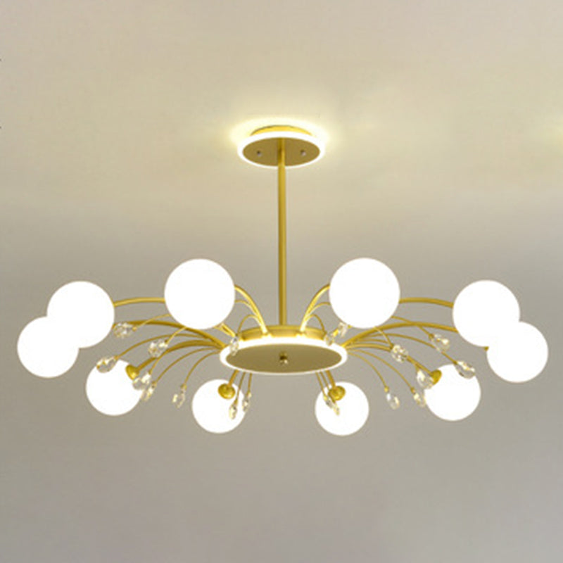 Modern MODO Chandelier with Opal Frosted Glass | Ceiling Hang Light for Sitting Room