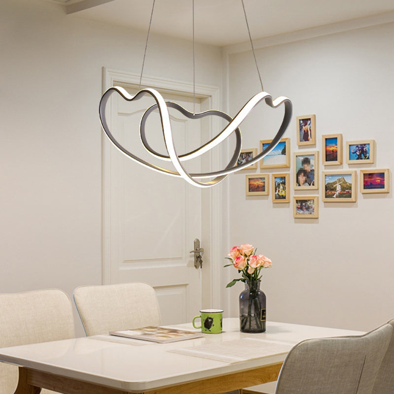Modern Grey Chandelier: Simplicity Metal LED Strip Pendant Light for Dining Room