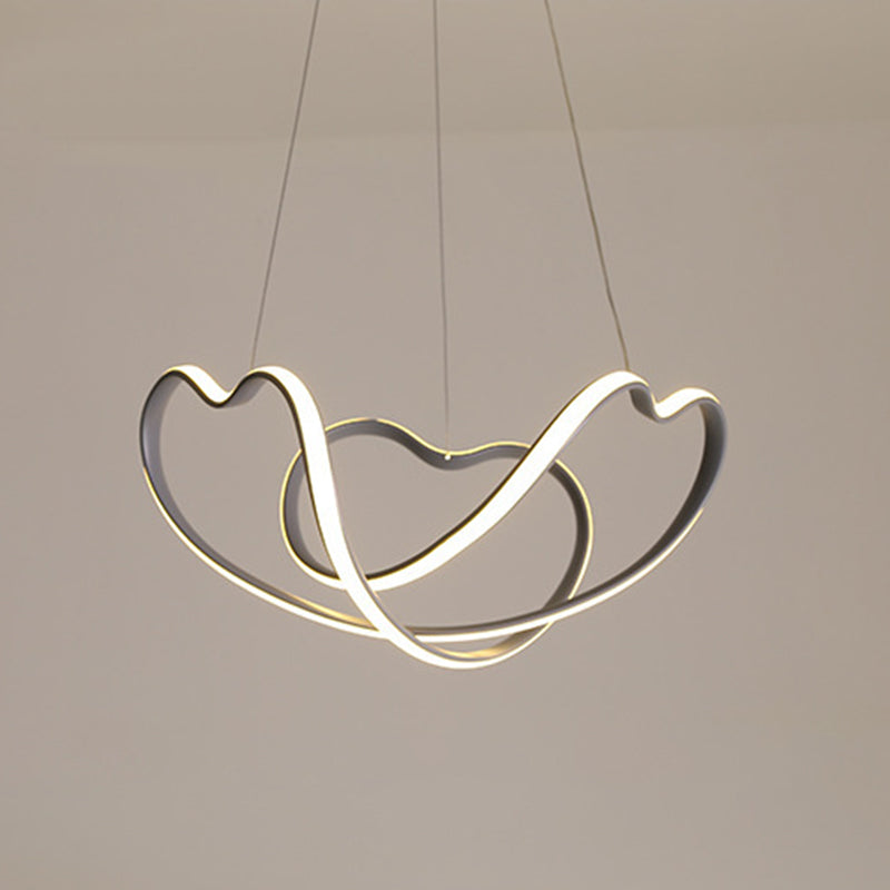 Modern Grey Chandelier: Simplicity Metal LED Strip Pendant Light for Dining Room