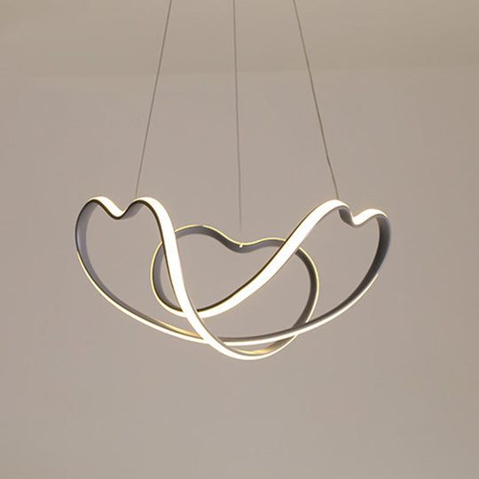 Modern Grey Chandelier: Simplicity Metal LED Strip Pendant Light for Dining Room