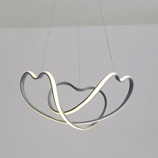 Modern Grey Chandelier: Simplicity Metal LED Strip Pendant Light for Dining Room