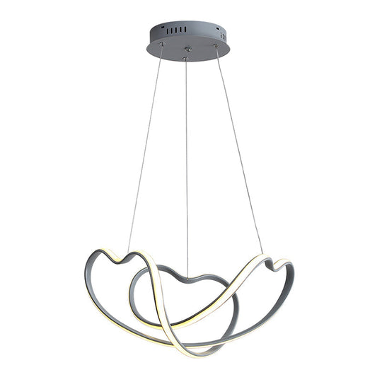 Modern Grey Chandelier: Simplicity Metal LED Strip Pendant Light for Dining Room