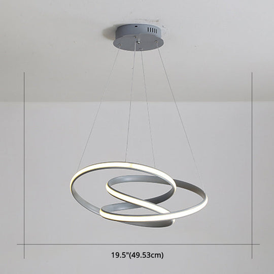 Modern Grey Chandelier: Simplicity Metal LED Strip Pendant Light for Dining Room