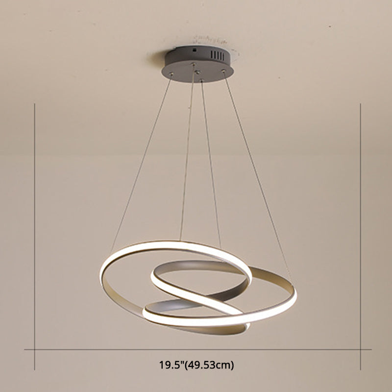 Modern Grey Chandelier: Simplicity Metal LED Strip Pendant Light for Dining Room