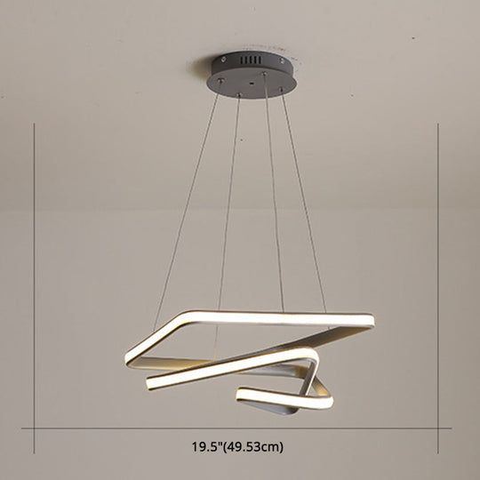 Modern Grey Chandelier: Simplicity Metal LED Strip Pendant Light for Dining Room