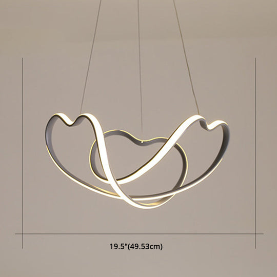 Modern Grey Chandelier: Simplicity Metal LED Strip Pendant Light for Dining Room