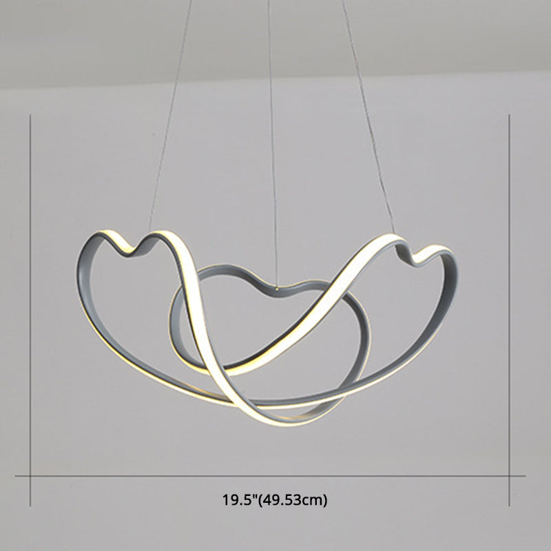 Modern Grey Chandelier: Simplicity Metal LED Strip Pendant Light for Dining Room