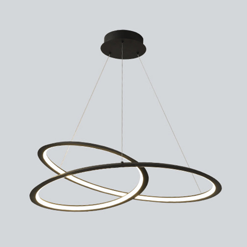 Metal LED Chandelier: Sleek Seamless Curves for Minimalistic Dining Room Lighting