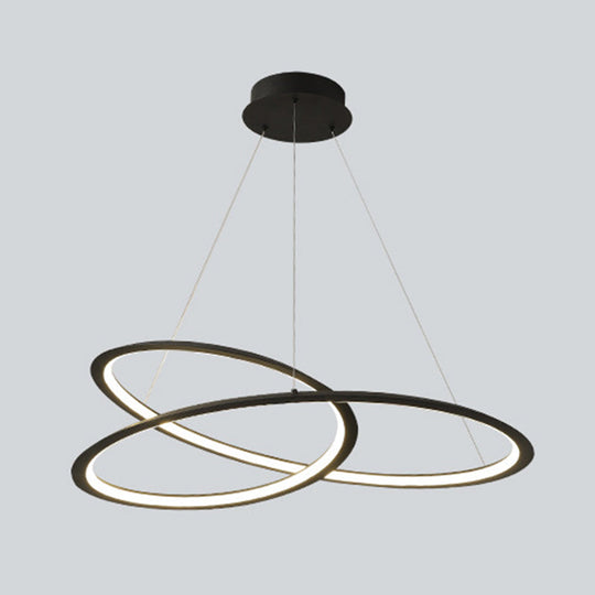 Metal LED Chandelier: Sleek Seamless Curves for Minimalistic Dining Room Lighting