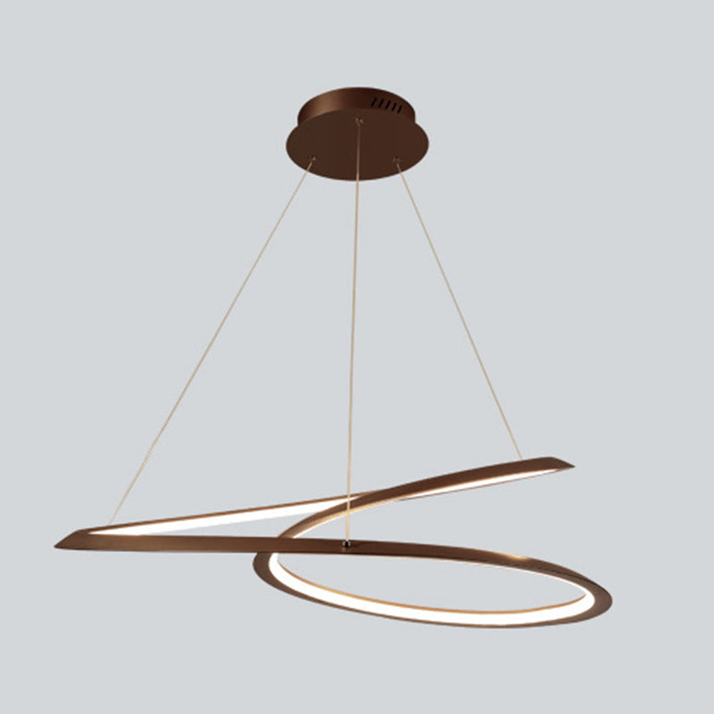 Metal LED Chandelier: Sleek Seamless Curves for Minimalistic Dining Room Lighting