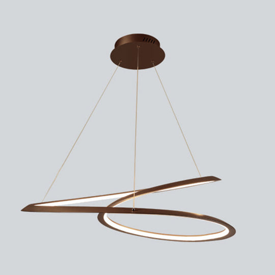 Metal LED Chandelier: Sleek Seamless Curves for Minimalistic Dining Room Lighting