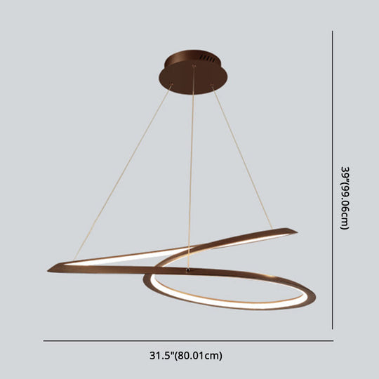 Metal LED Chandelier: Sleek Seamless Curves for Minimalistic Dining Room Lighting