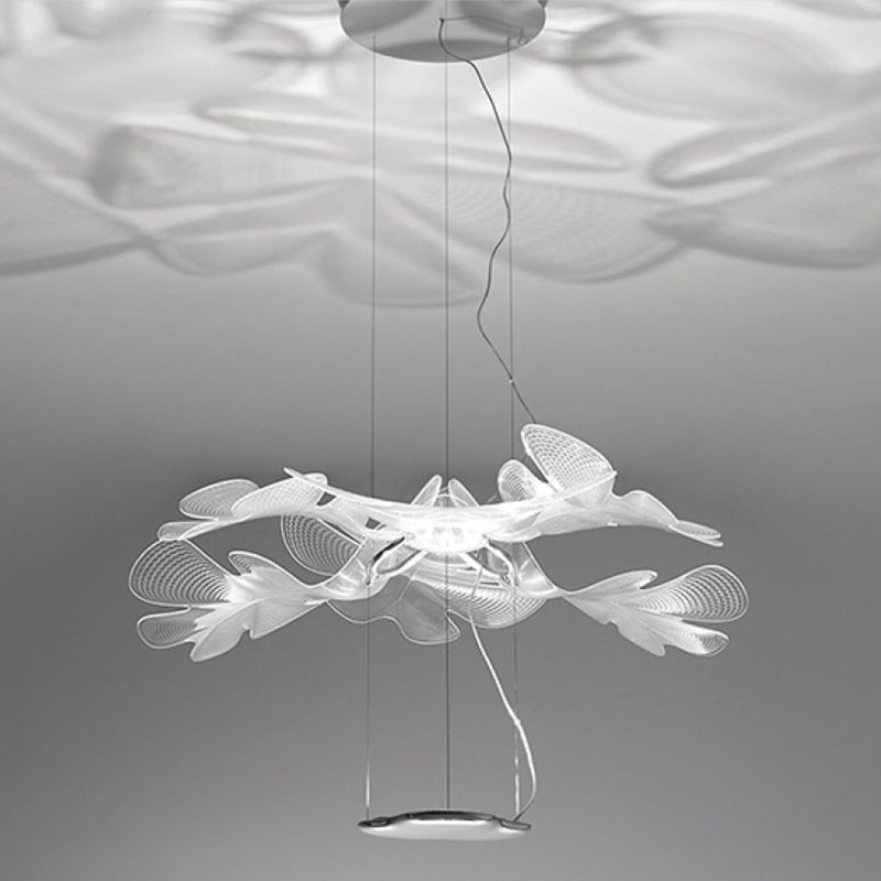 Floral Chandelier Art Deco Acrylic LED Ceiling Light for Living Room - Clear