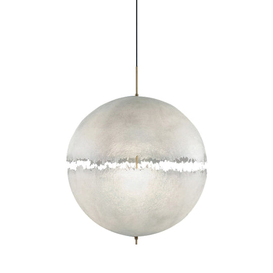 White Moon Sphere Chandelier: 1-Head Resin Pendant Light for Hallway Decor
