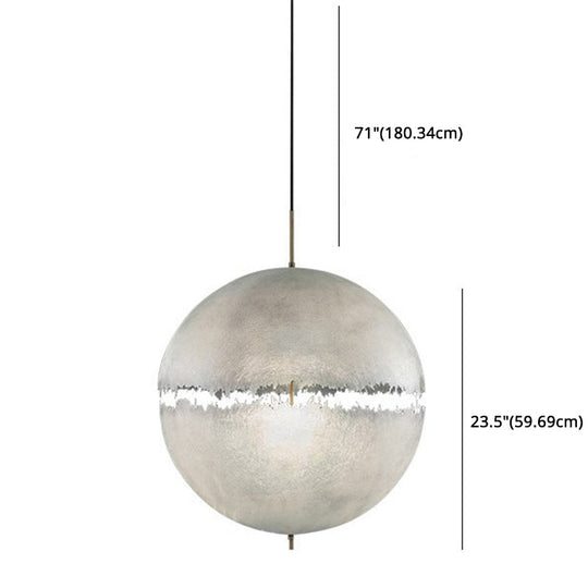 White Moon Sphere Chandelier: 1-Head Resin Pendant Light for Hallway Decor